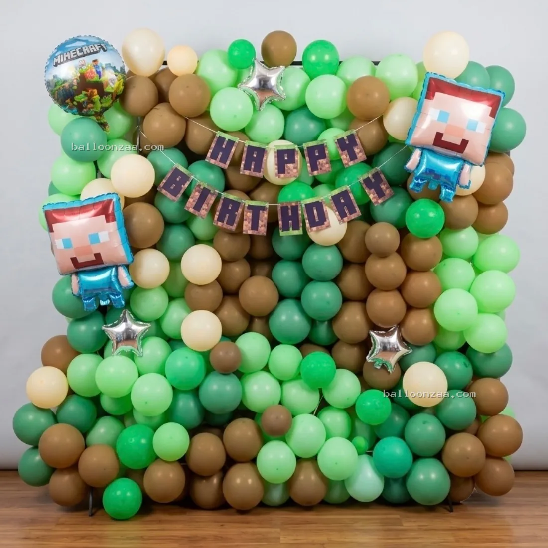 Minecraft Gamer Birthday Balloon Wall Backdrop Decoration