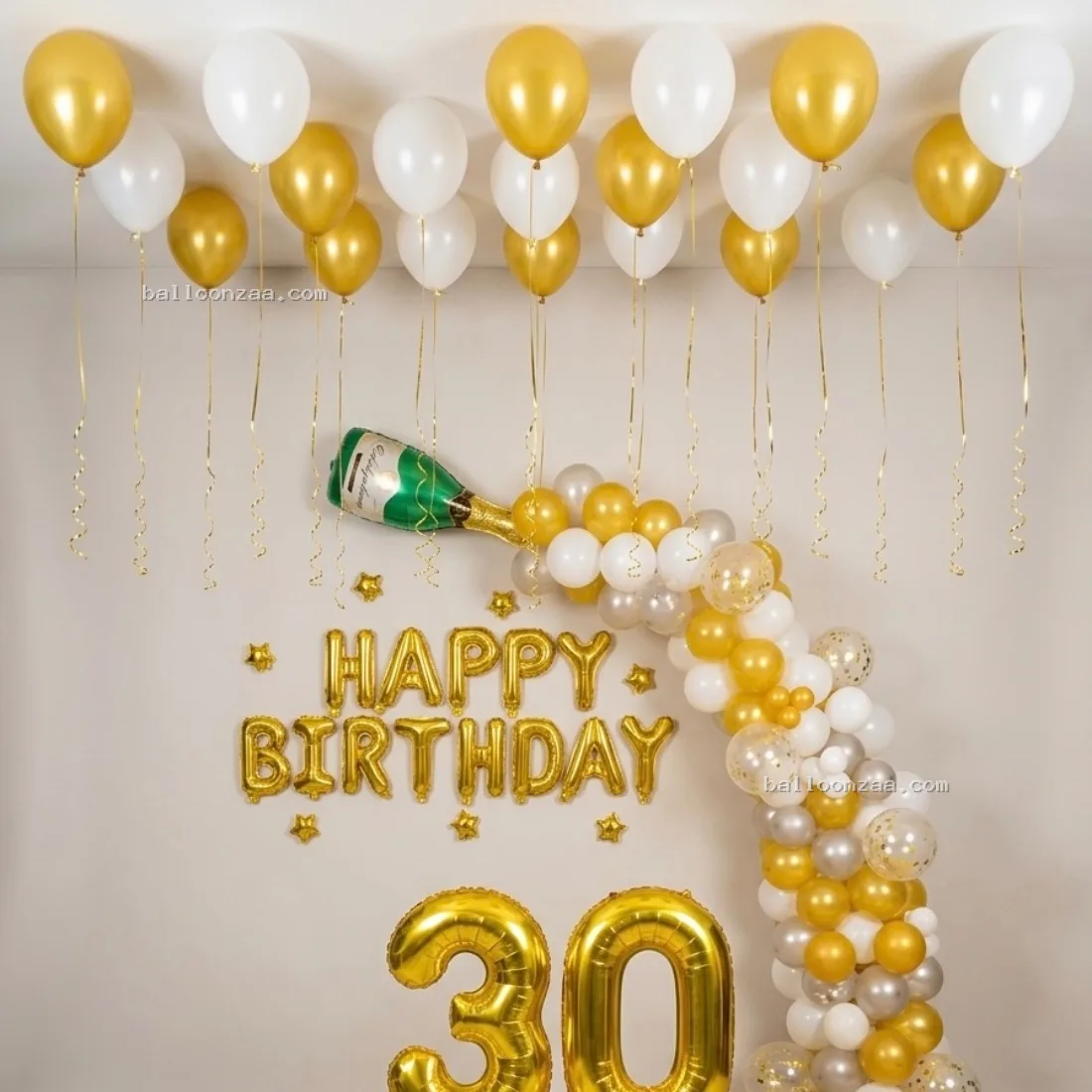 Simple White and Gold Balloon Arch Decoration in Gurgaon - Decoration Photo 2